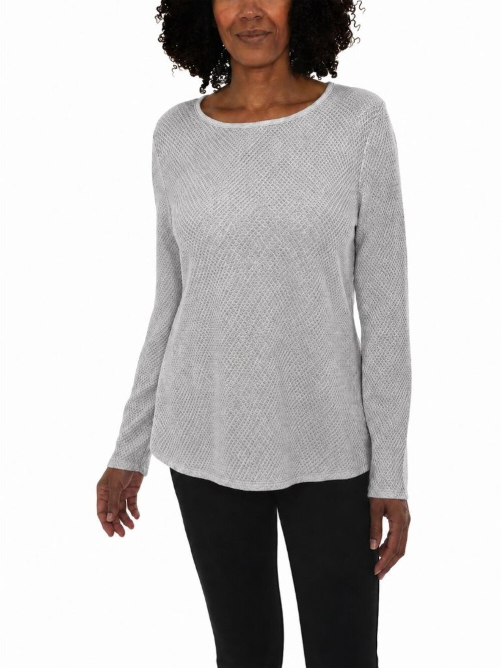 Mario Serrani Italy Textured Long Sleeve Gray Top XXL